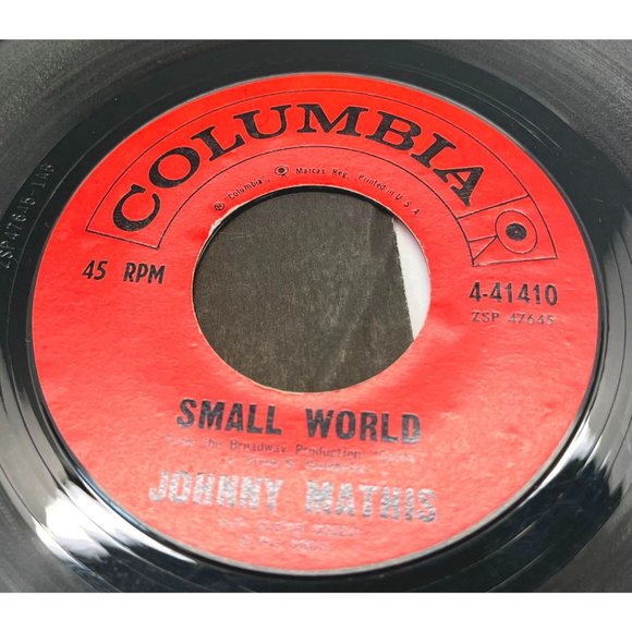 Johnny Mathis Small World / You Are Everything To Me 45 Pop Vinyl Record - Picture 1 of 4